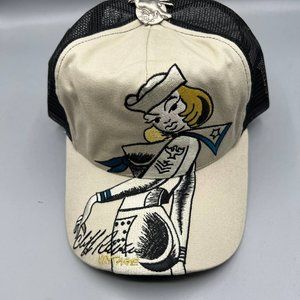 Vintage Cliff Raven Hat Brown Ed Hardy Japanese tattoo Snap back Trucker Cap 90s